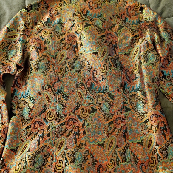 Chico's Copper/Rust Paisley Long Sleeve Shirt/Jacket - Picture 7 of 13